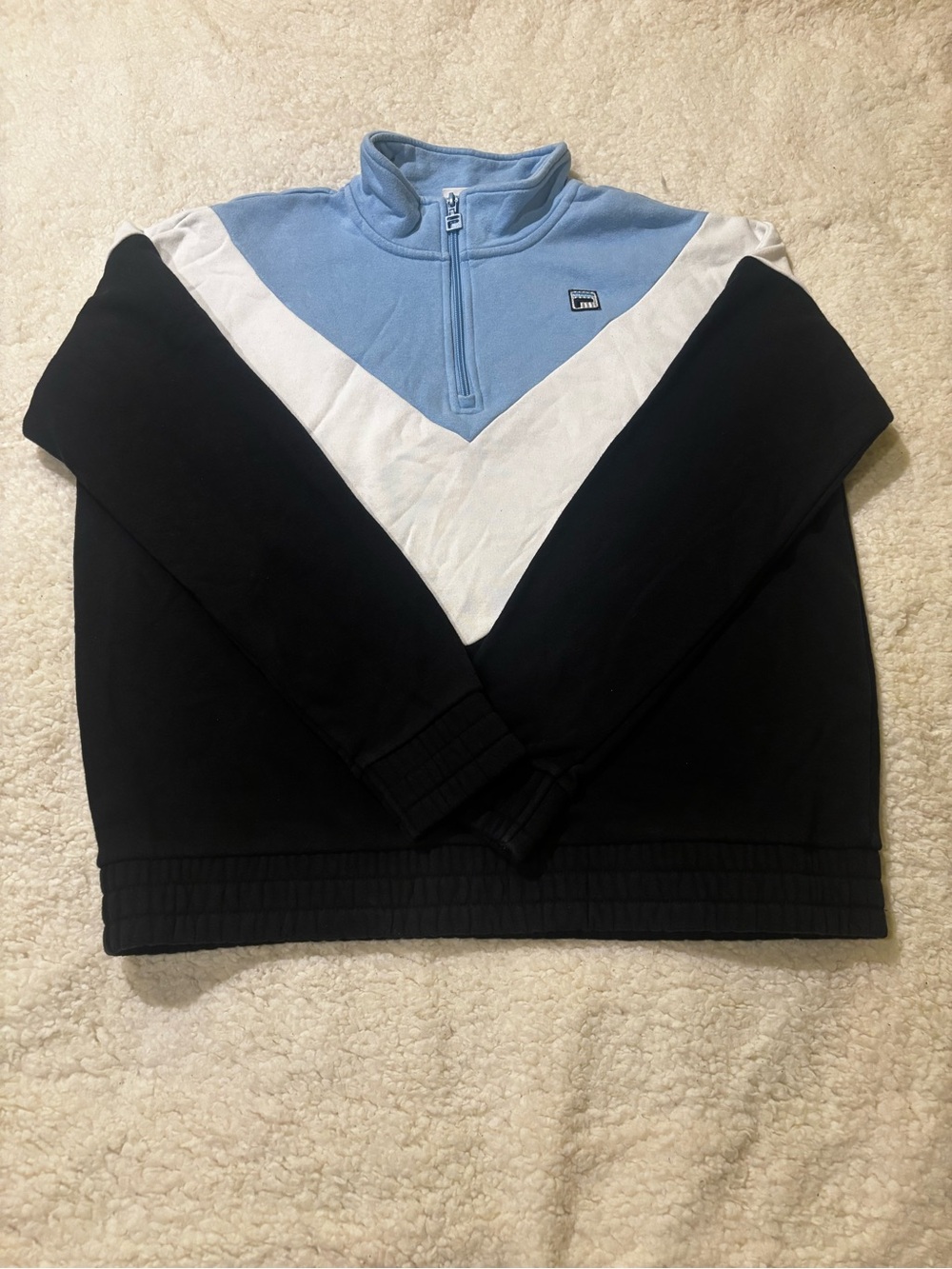 Colorblock Half-Zip Sweater - Light Blue/White/Black2235